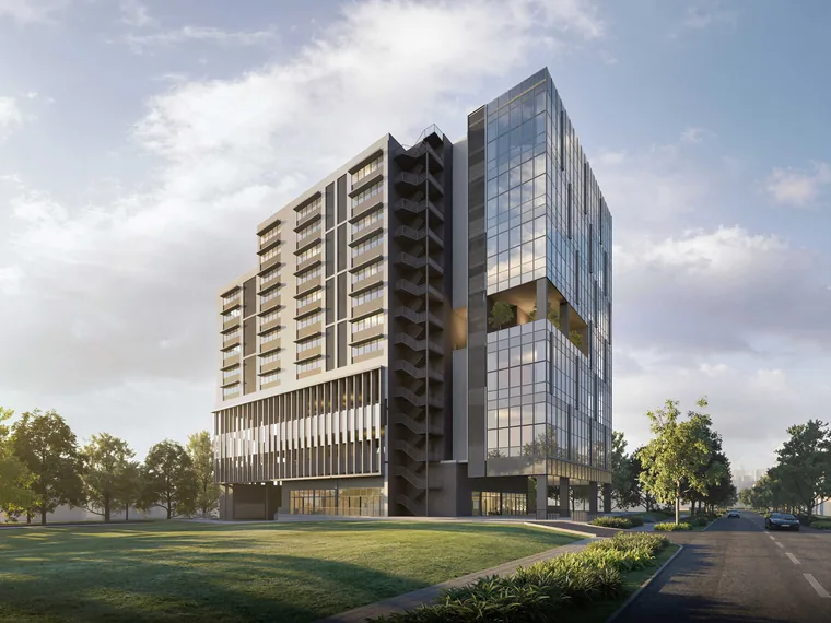 Space Nova developer JVA NIR Pte Ltd — official elevation render of the freehold B1 clean industrial building at 21 New Industrial Road