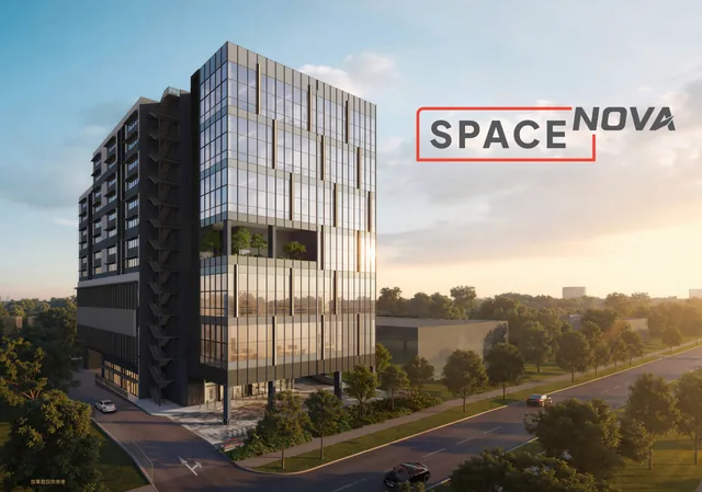 Space Nova English e-brochure cover — Own Your Space, Elevate Your Business, a rare freehold B1 clean industrial development with only 47 exclusive strata units