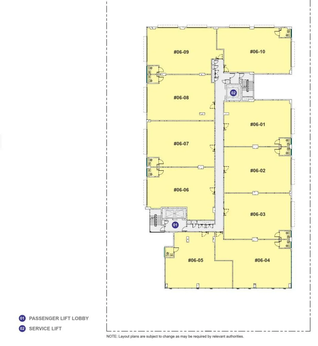 Space Nova Level 6 floor plan — sixth-storey B1 industrial units #06-01 to #06-10 (preliminary draft)